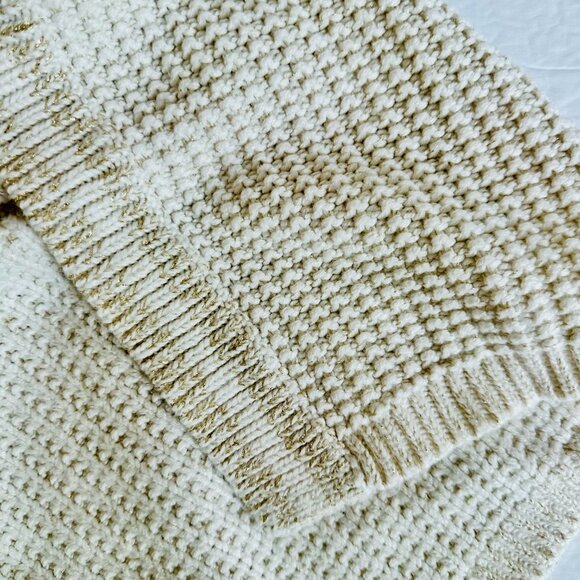 LIKE NEW LILLY PULITZER FAUX FUR METALLIC CABLE KNIT OPEN CARDIGAN - Picture 5 of 7